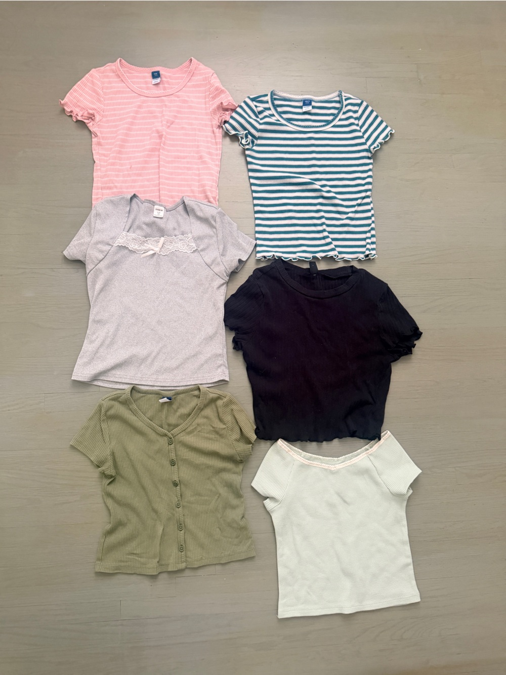 Kids Ribbed Short Sleeve Tops - Assorted Colors